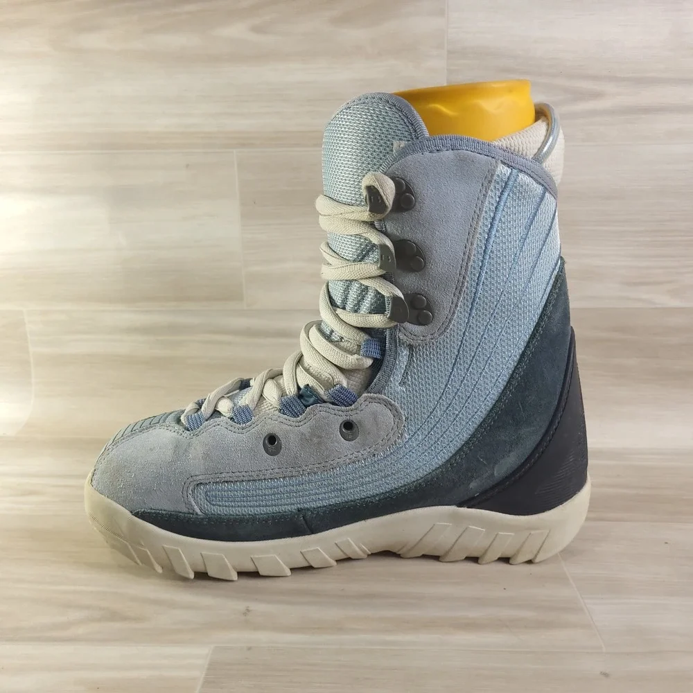 Burton Moto Snowboard Boots Womens 9 Blue Grey Suede Lace Up Winter Sport